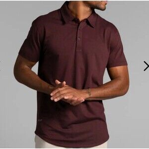 BYLT Premium Basics Polo Shirt Mens Small Maroon Fawn Casual Knit Stretch Golf